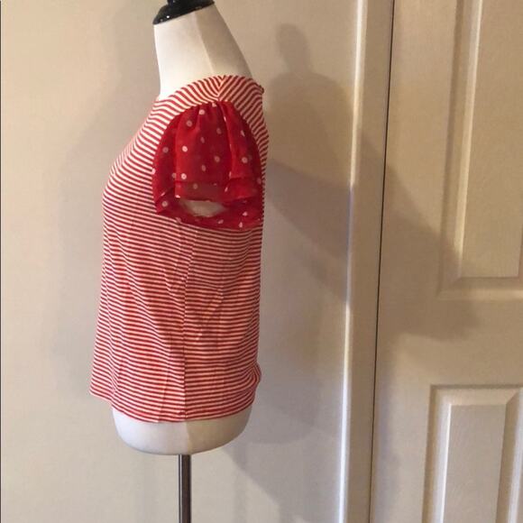 June Hudson Top Double Ruffle Red Striped - Picture 4 of 5